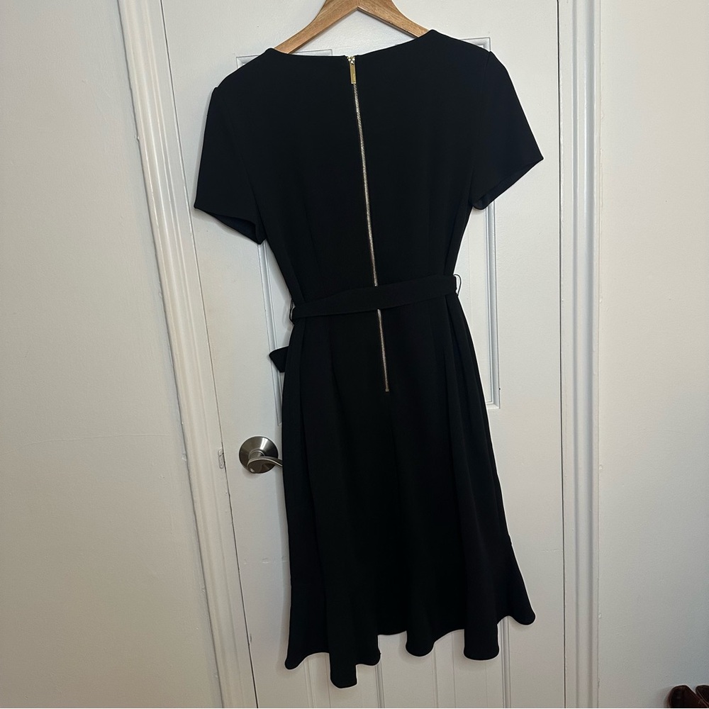 Calvin Klein Faux Wrap Dress Ruffle Hem Boat Neck Short Sleeve Office Workwear 8 - Picture 7 of 9